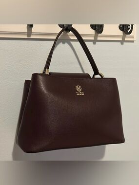Vera Pelle Dark Brown Saffiano Leather Top-Handle Satchel